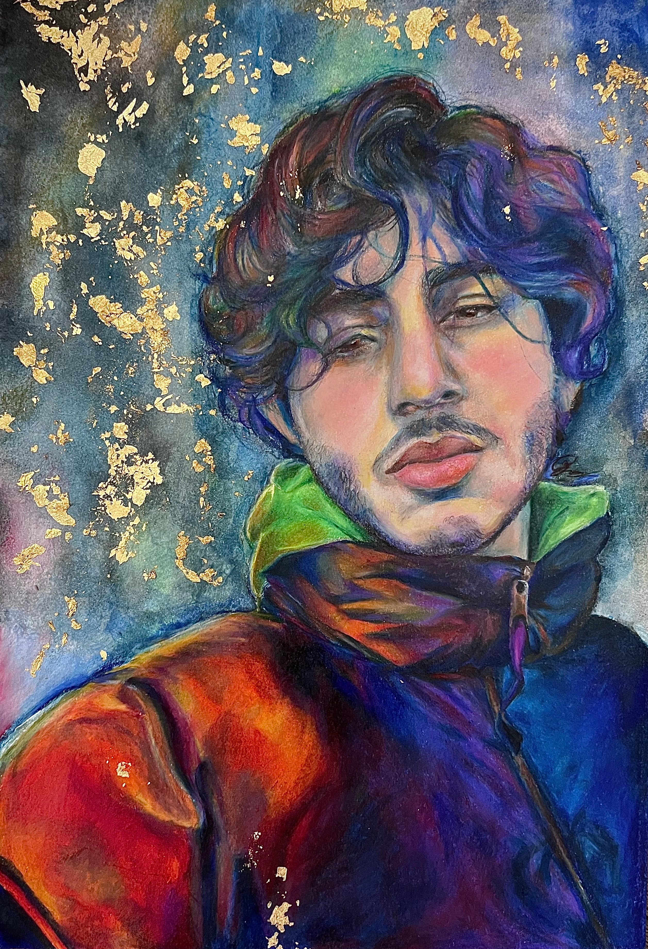 Colorful portrait with gold accents